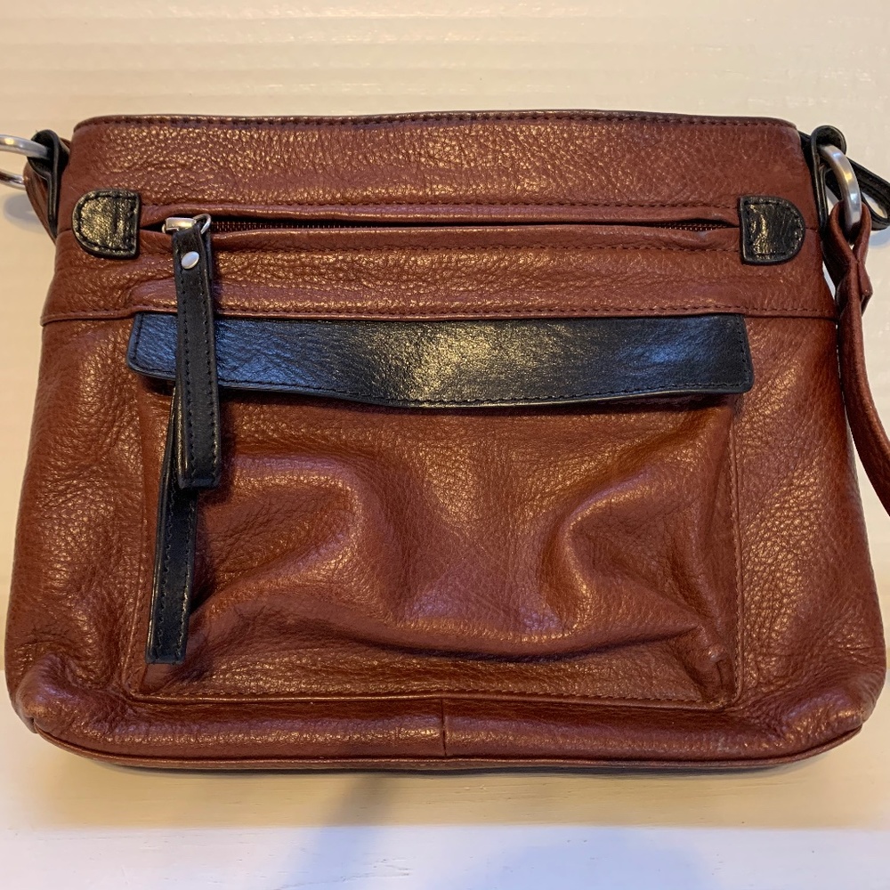 Osgood Black and Brown Crossbody Leather Purse